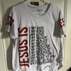 On Fire- JESUS IS White Cotton T-Shirt